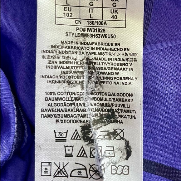 GUESS Men’s Purple w/Black Criss Cross Pattern Button Down Long Sleeve Shirt-L - Picture 8 of 8